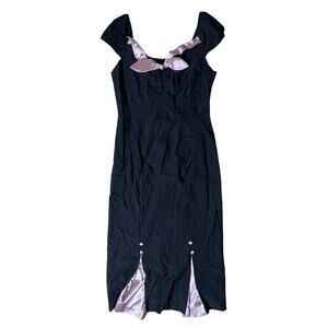 Vintage Stop Staring! Size 10 Dress Summer Bell Pink & Black